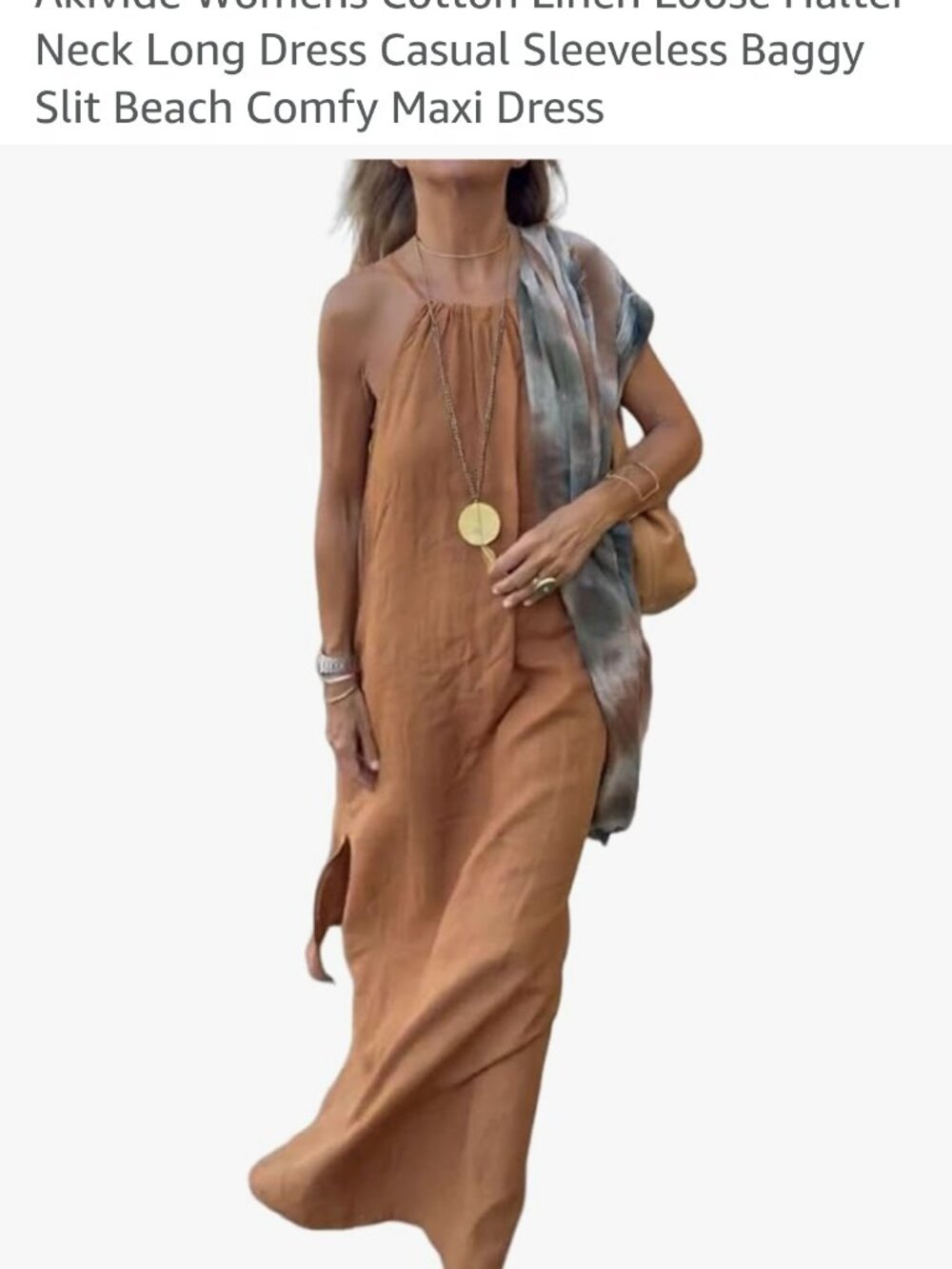 Halter neck summer maxi, side slits, size snall